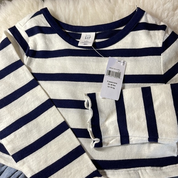 Baby Gap Dress; Size 3 (Toddler); Navy Stripe Top/solid Blue Bottom; NWT - Picture 4 of 5